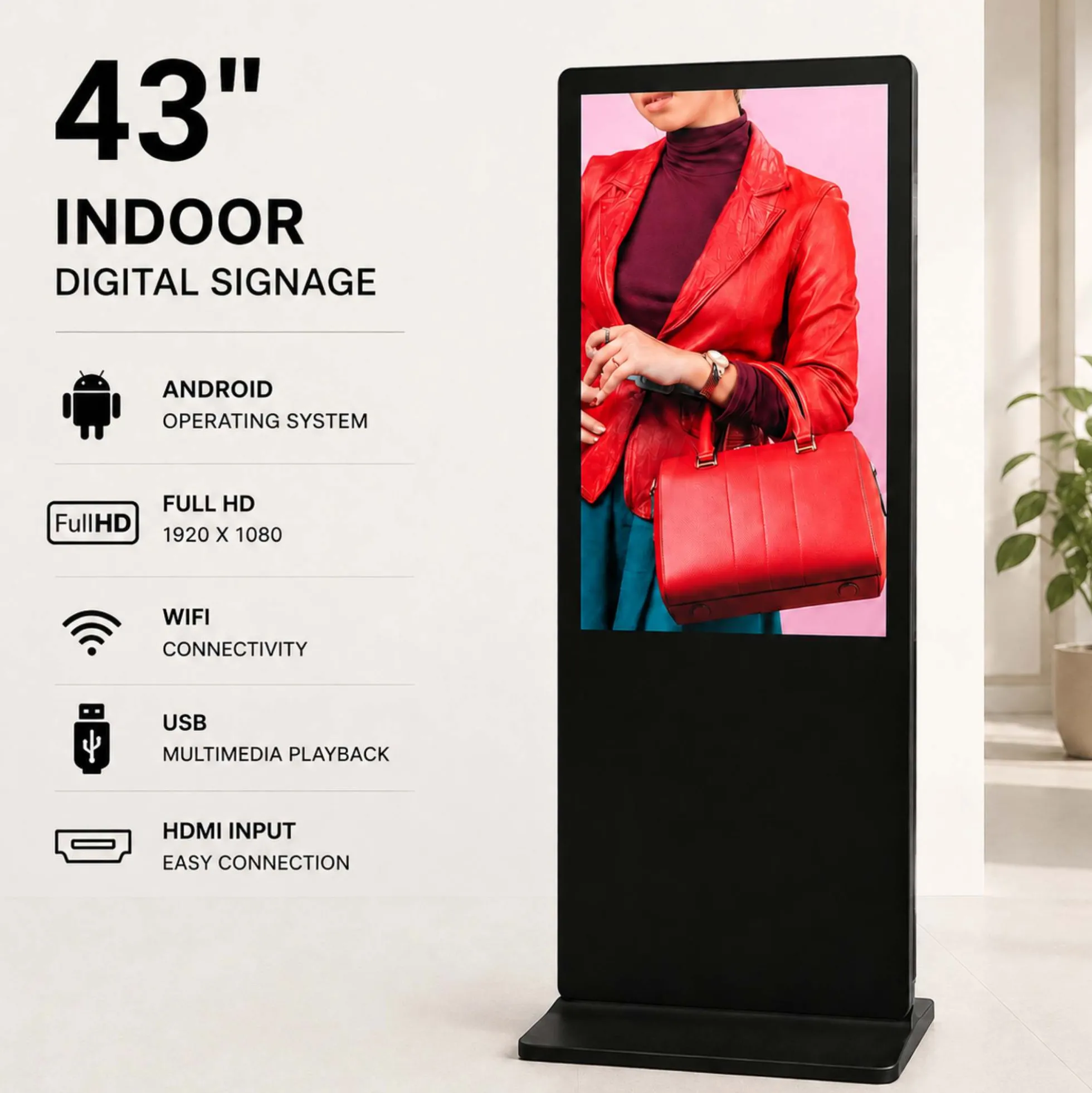 Display publicitario interior LCD Full HD 43" - No táctil - Android