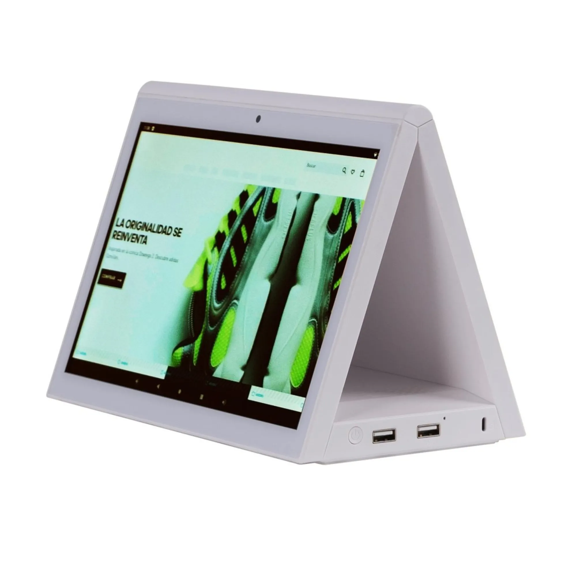 Display publicitario LCD de mesa 10.1'' con cámara - Pantalla doble - Táctil - Android 10