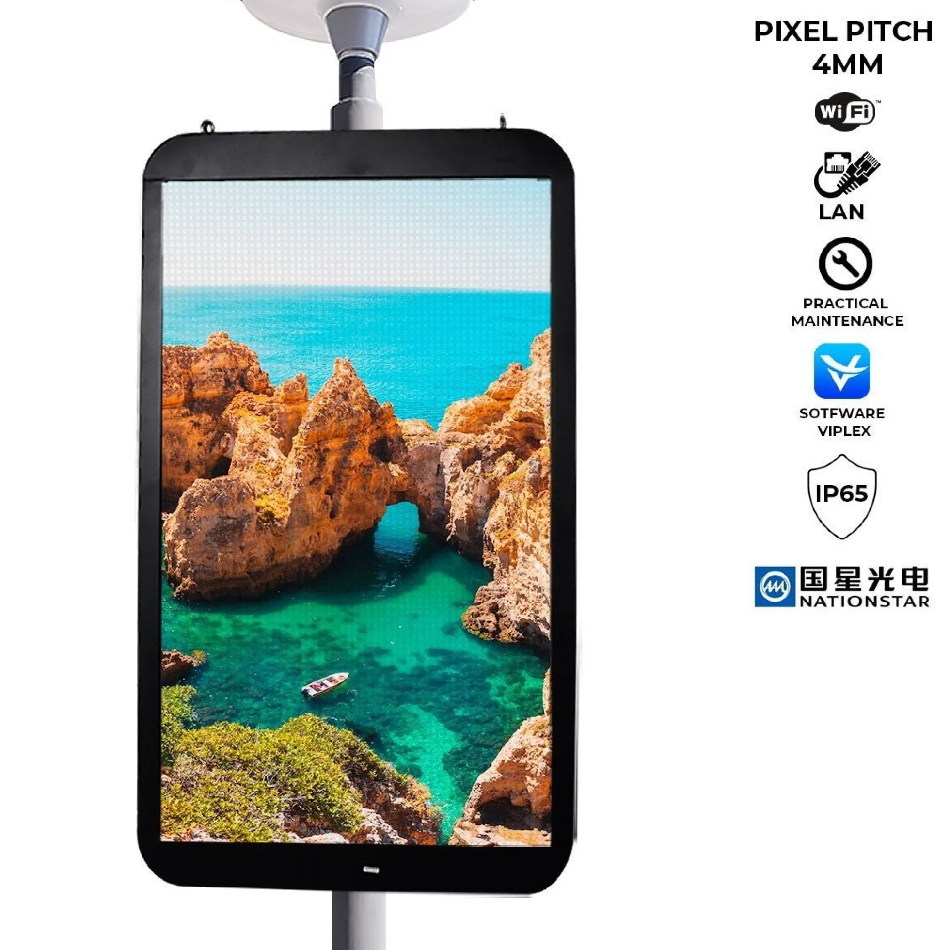 Display publicitario LED para postes de iluminación - Uso exterior - P4mm - 148 x 86,5cm