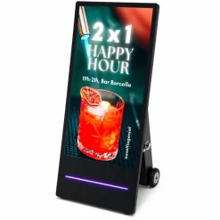 Display publicitario portátil 43'' exterior - LCD full HD - Con ruedas y batería