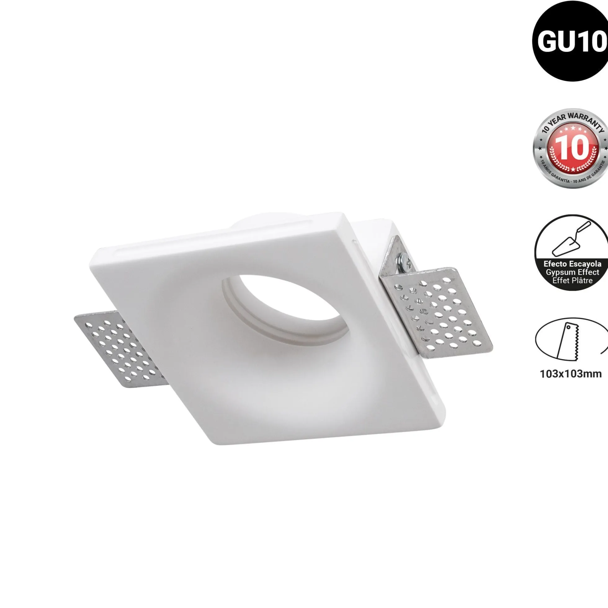 Downlight cuadrado de escayola "MUR" - Trimless - 1 x GU10
