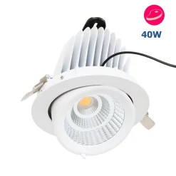 Downlight LED basculante empotrable - Chip especial para carnicerías - 40W
