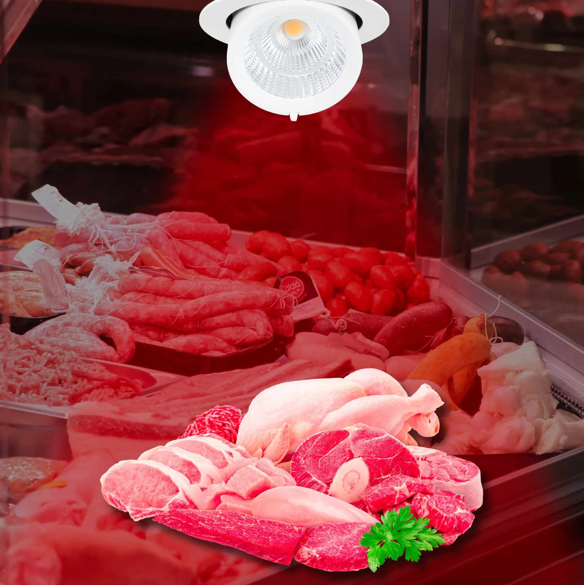 Downlight LED basculante empotrable - Chip especial para carnicerías - 40W