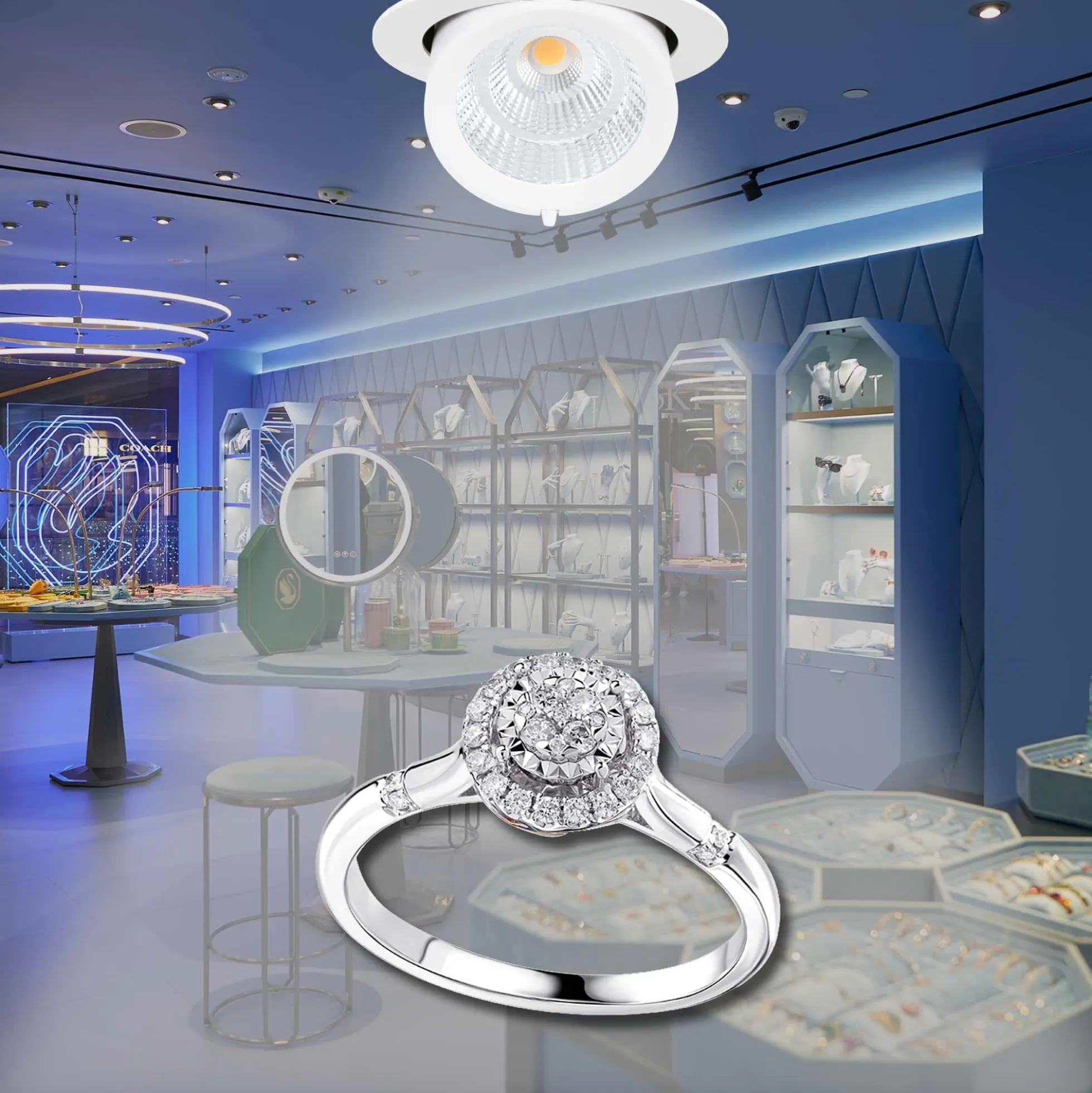 Downlight LED basculante empotrable - Chip especial para joyerías - 40W
