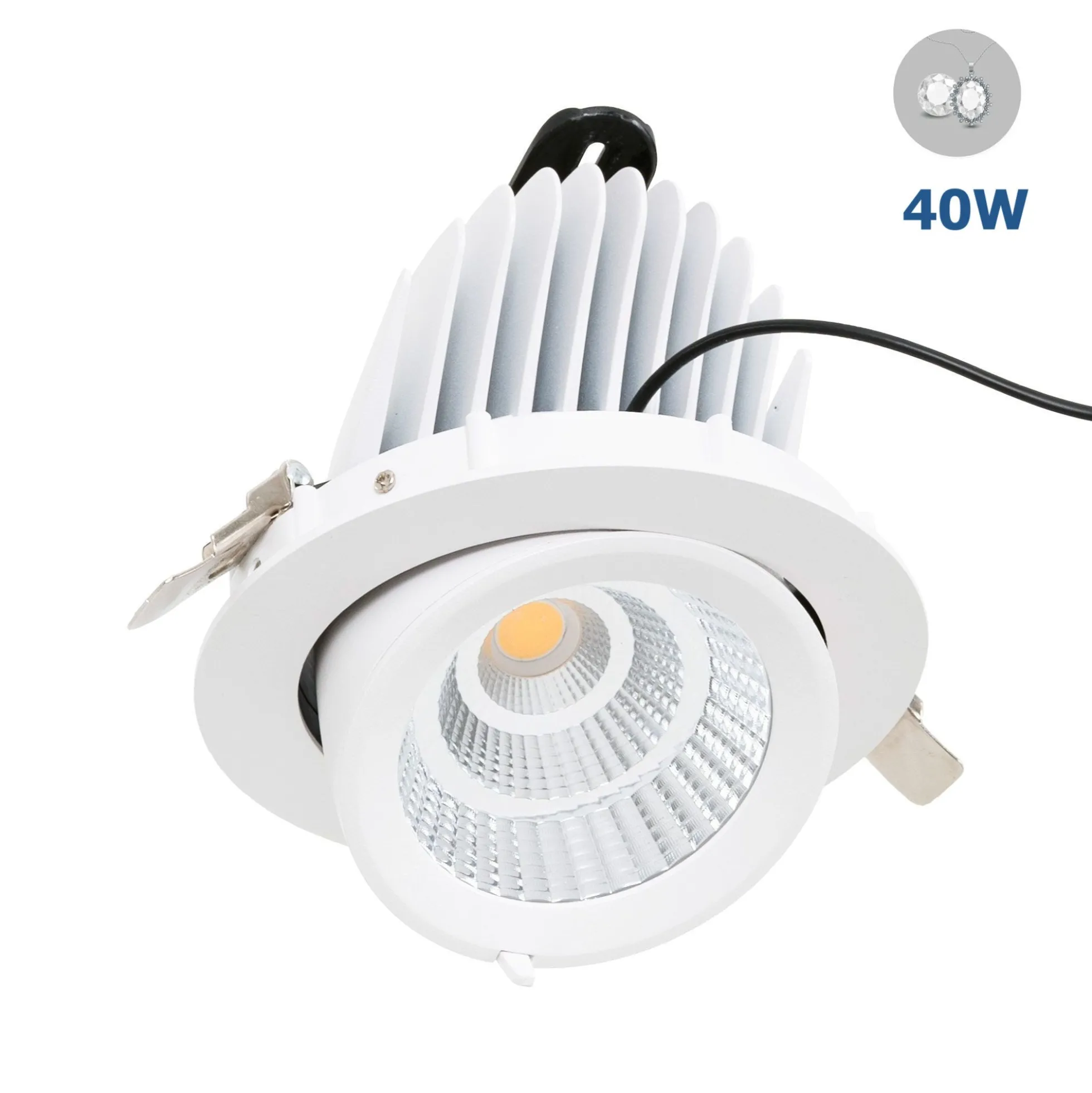 Downlight LED basculante empotrable - Chip especial para joyerías - 40W