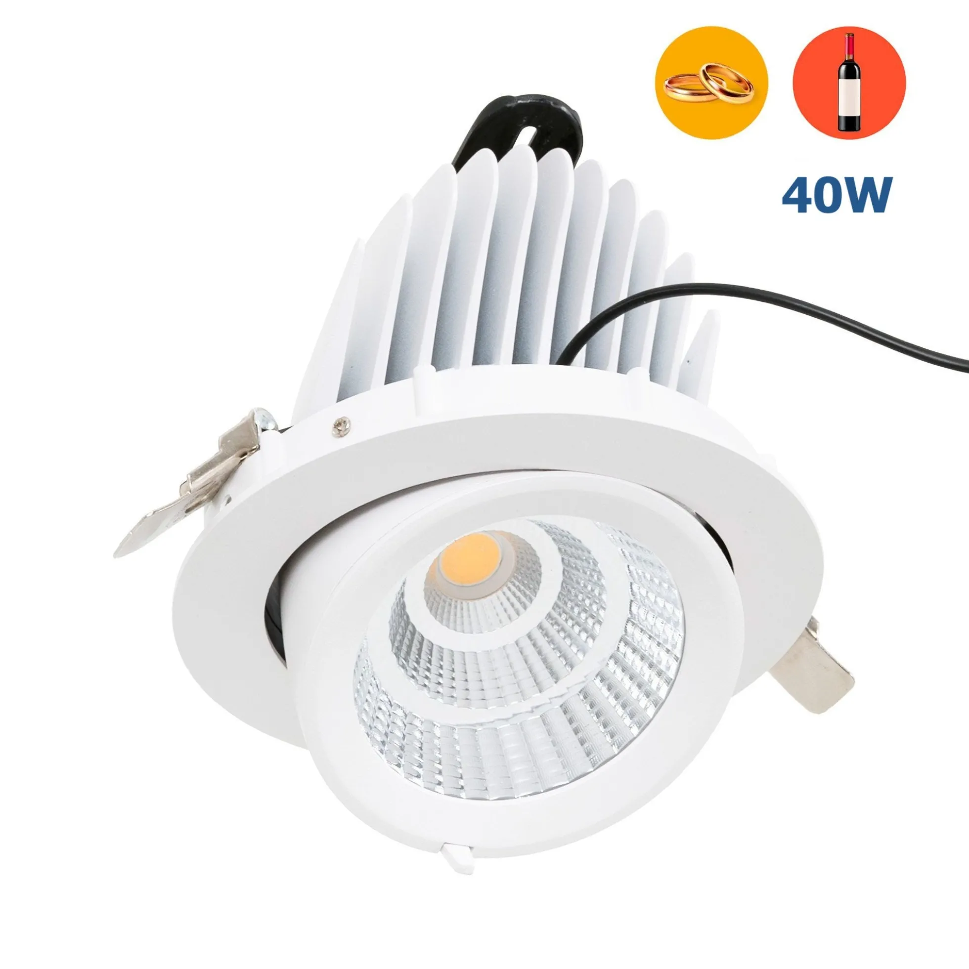 Downlight LED basculante empotrable - Chip especial para oro y vino - 40W