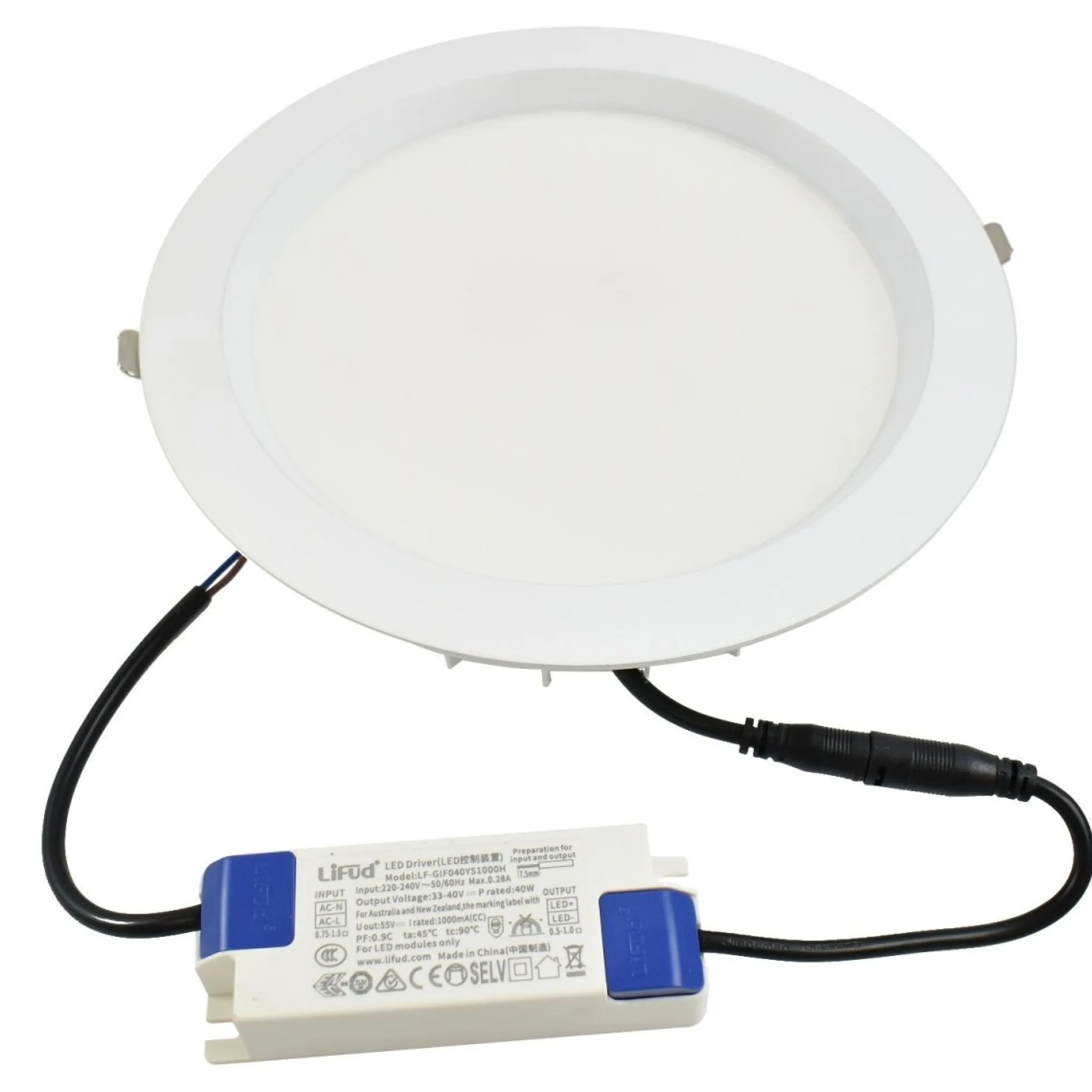 Downlight LED CCT de alta eficiencia- 40W - Driver Lifud - Corte Ø 200-220mm IP54