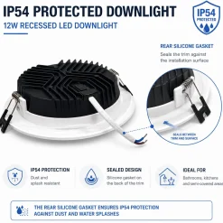 Downlight LED circular empotrable - CCT - 12W - Corte Ø 120 mm - IP54