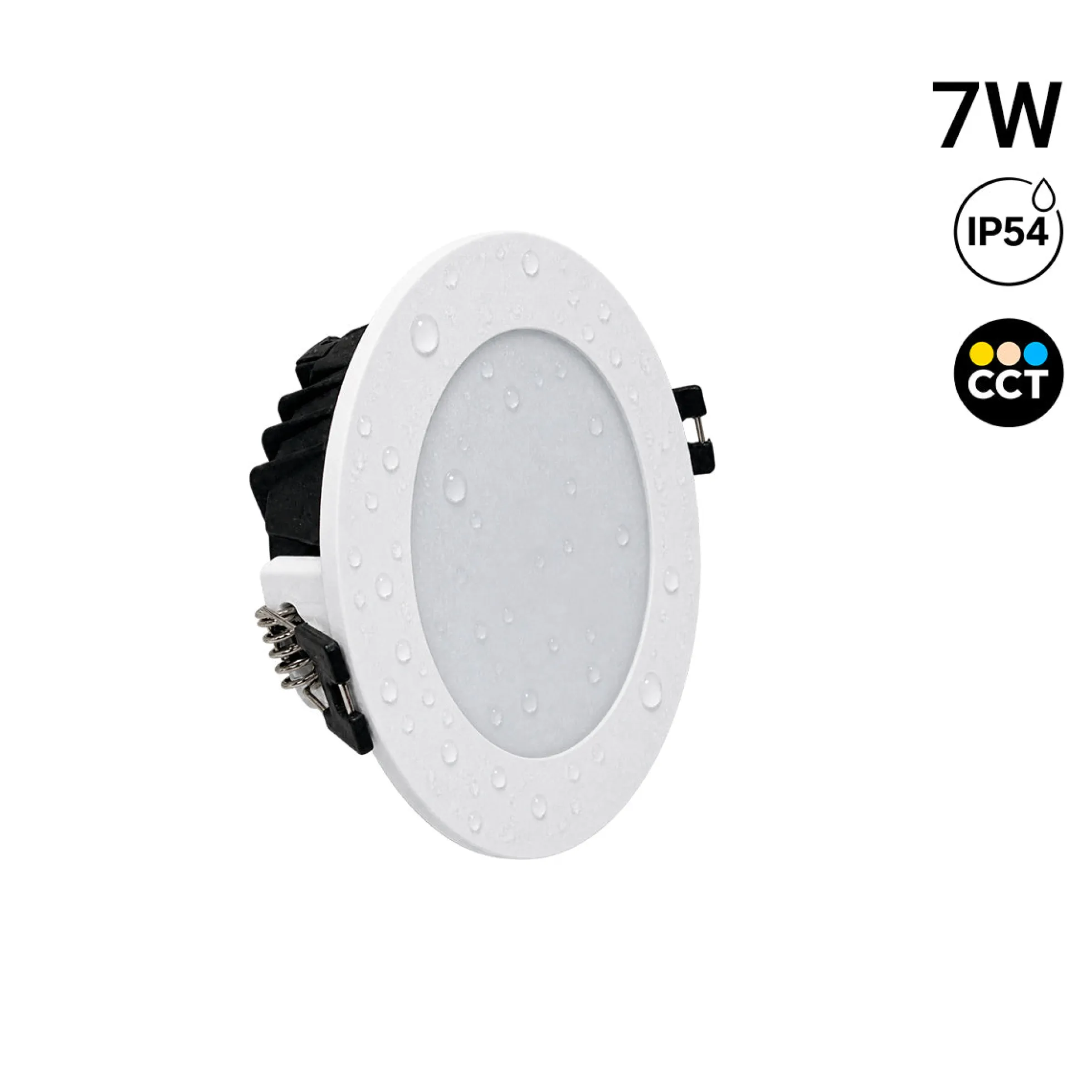 Downlight LED circular empotrable - CCT - 7W - Corte Ø 95 mm - IP54