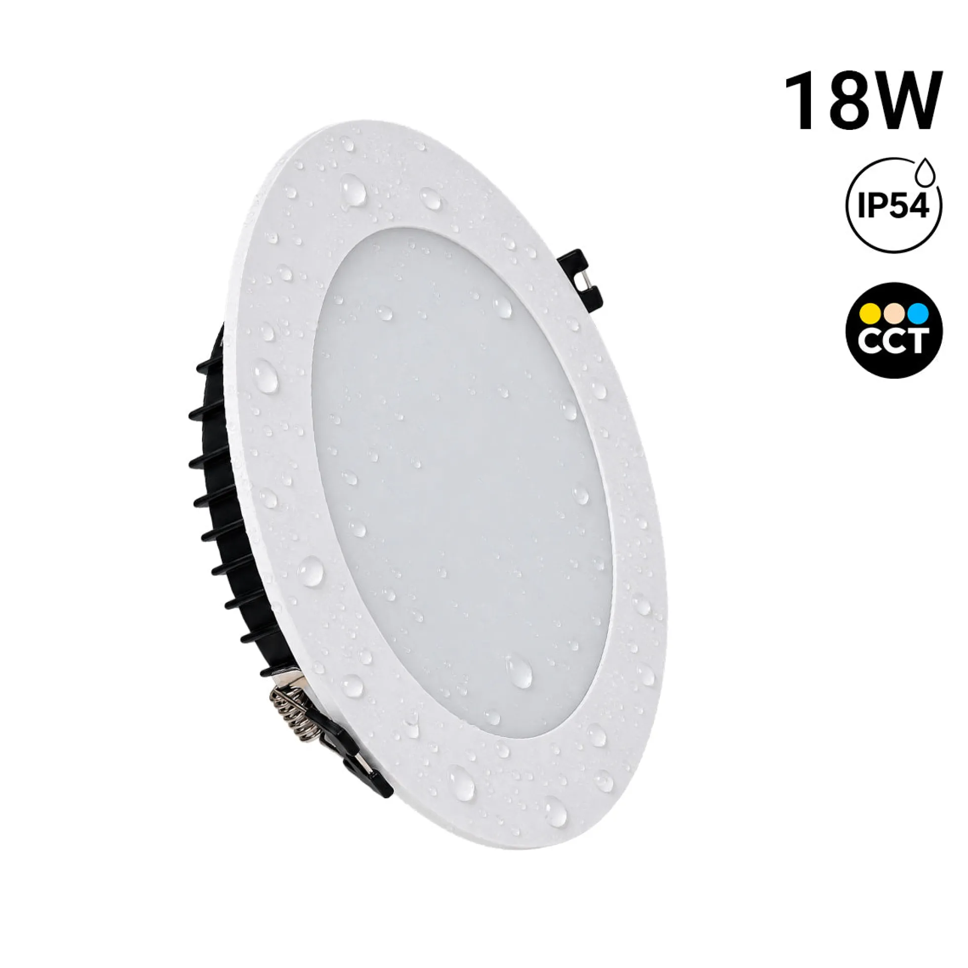 Downlight LED circular empotrable - CCT - 18W - Corte Ø 150 mm - IP54