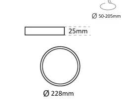 Downlight LED circular empotrable - Diámetro de corte ajustable: Ø 50 a 205 mm - 20W
