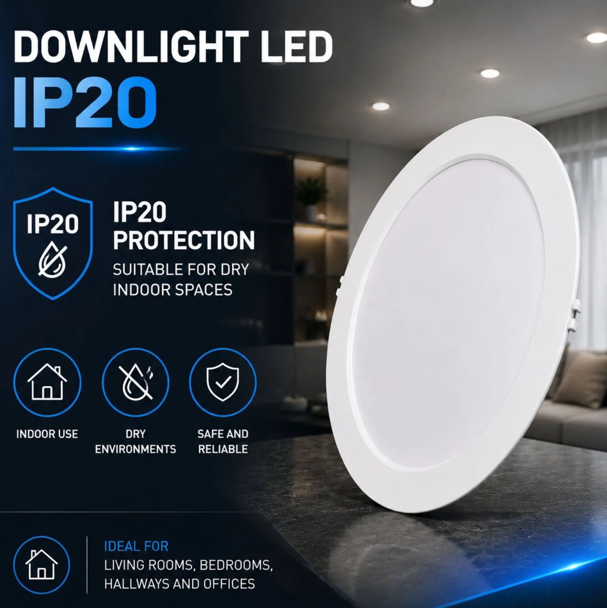 Downlight LED circular empotrable - 3CCT - 12W - 110 lm/W - Corte Ø127mm