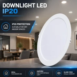 Downlight LED circular empotrable - 3CCT - 24W - 110 lm/W - Corte Ø243mm