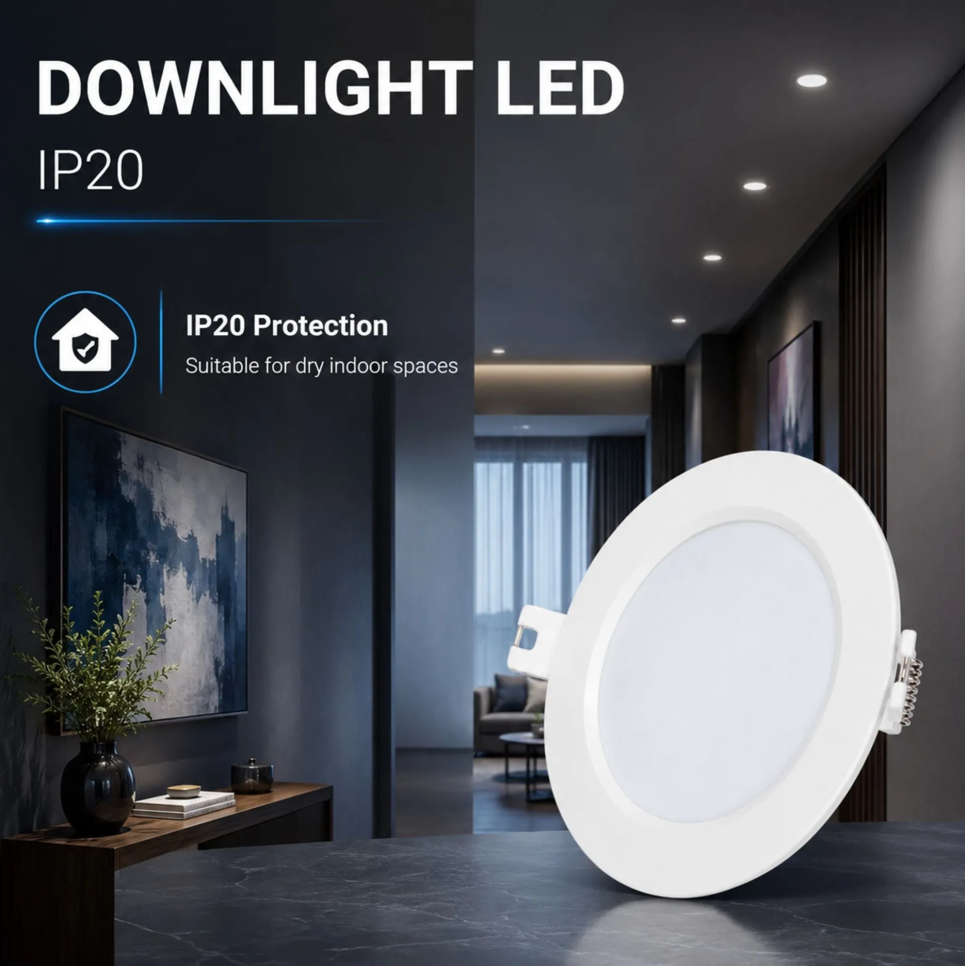 Downlight LED circular empotrable - 3CCT - 6W - 110 lm/W - Corte Ø93mm