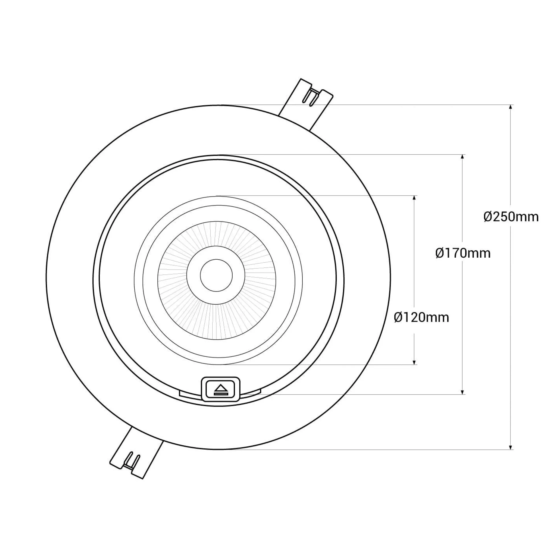 Downlight LED COB CCT 42W - CRI90 - Chip Bridgelux - Driver Lifud - IP20 - Corte Ø 215mm