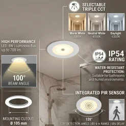 Downlight LED con sensor PIR 