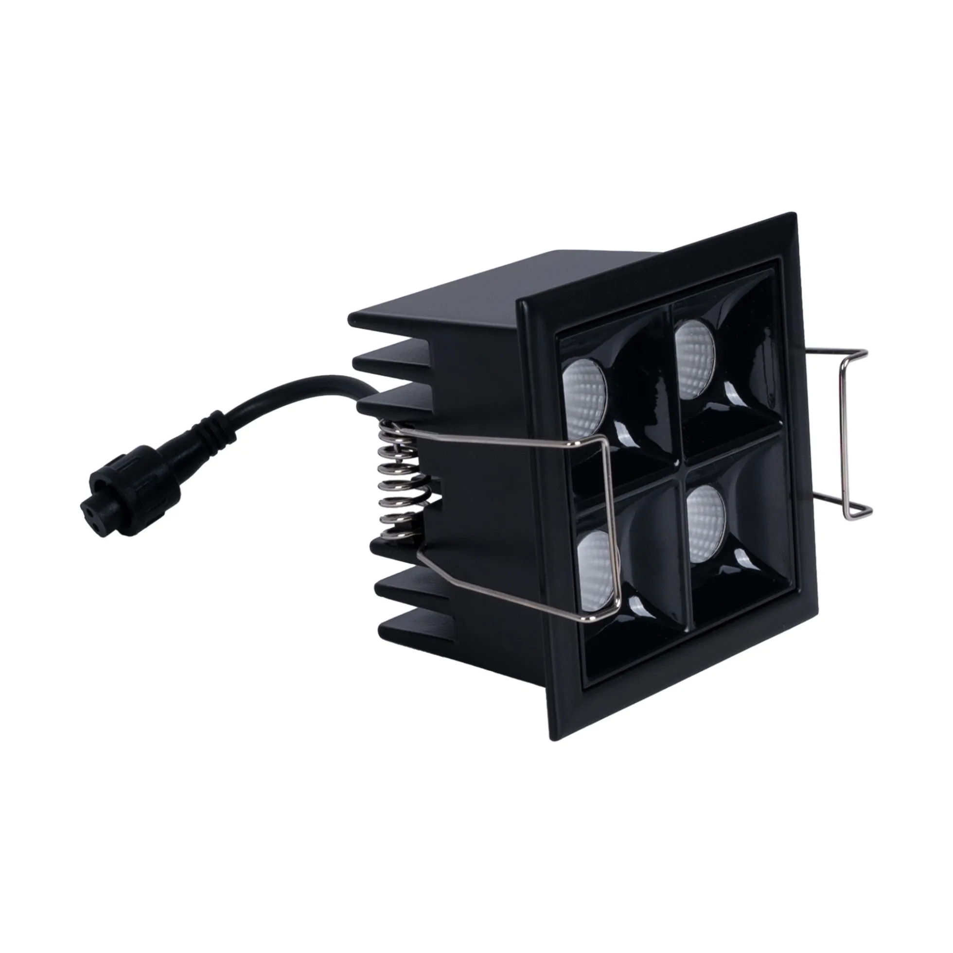 Downlight LED cuadrado empotrable 8W - Negro - 4 Focos - UGR18 - CRI90 - Chip OSRAM