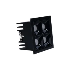 Downlight LED cuadrado empotrable 8W - Negro - 4 Focos - UGR18 - CRI90 - Chip OSRAM