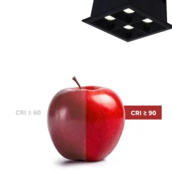 Downlight LED cuadrado empotrable 8W - Negro - 4 Focos - UGR18 - CRI90 - Chip OSRAM