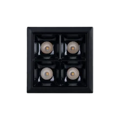 Downlight LED cuadrado empotrable 8W - Negro - 4 Focos - UGR18 - CRI90 - Chip OSRAM