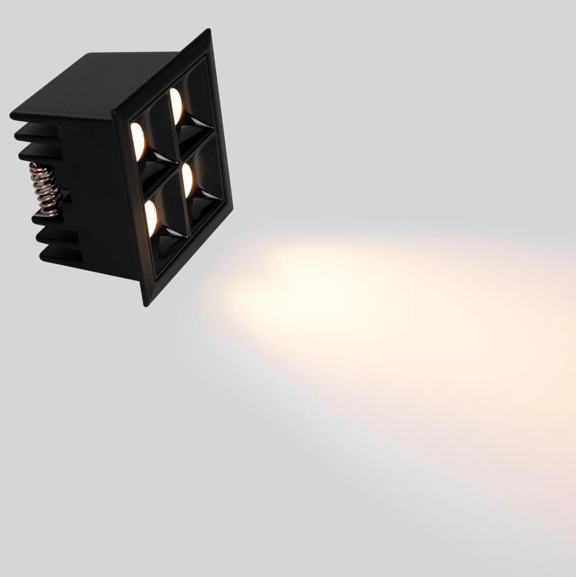 Downlight LED cuadrado empotrable 8W - Negro - 4 Focos - UGR18 - CRI90 - Chip OSRAM