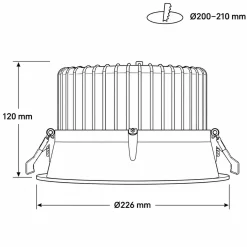 Downlight LED empotrable- Chip especial para carnicerías - 30W - Corte Ø200 mm - IP54 - UGR19
