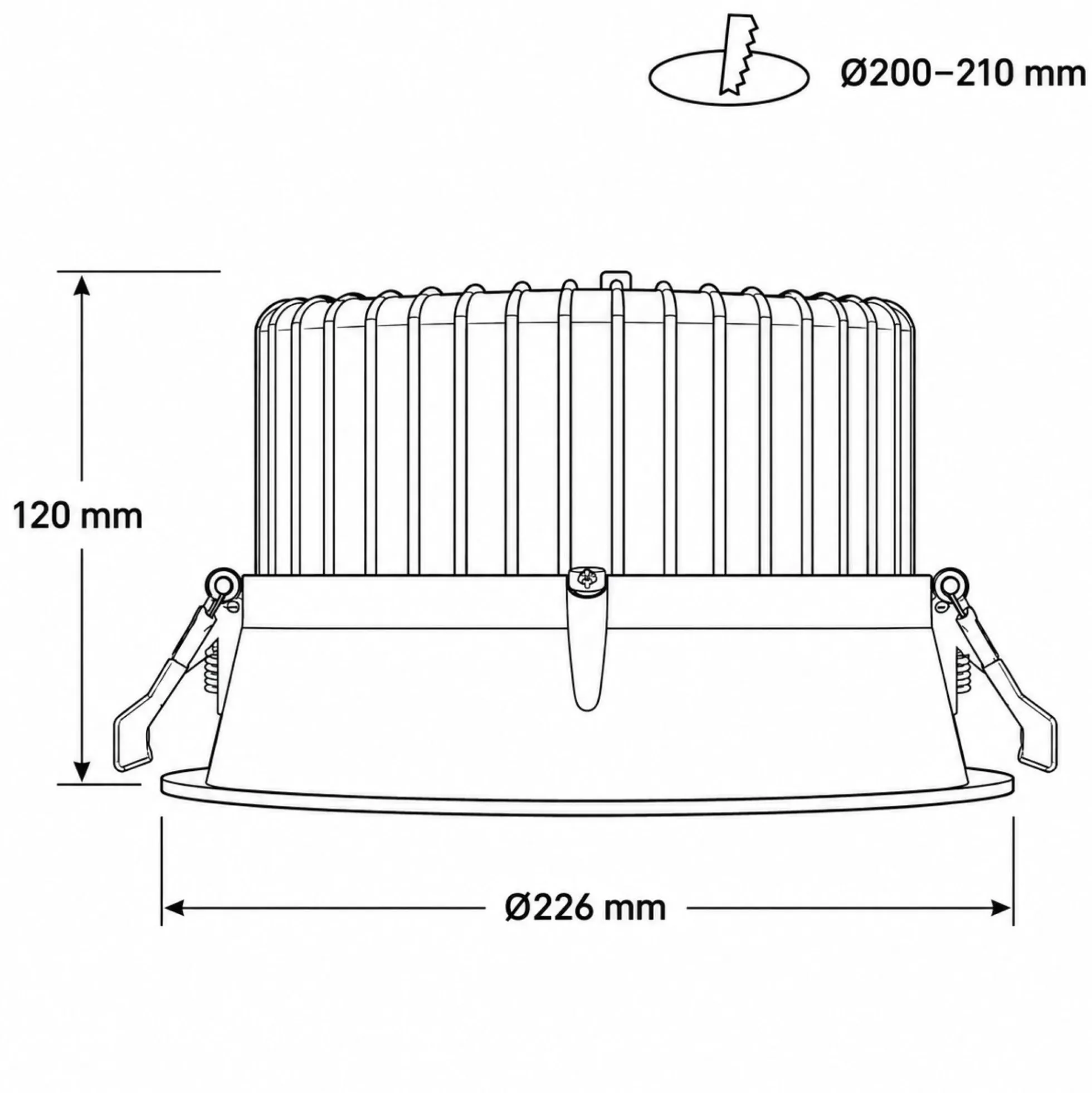 Downlight LED empotrable- Chip especial para carnicerías - 30W - Corte Ø200 mm - IP54 - UGR19