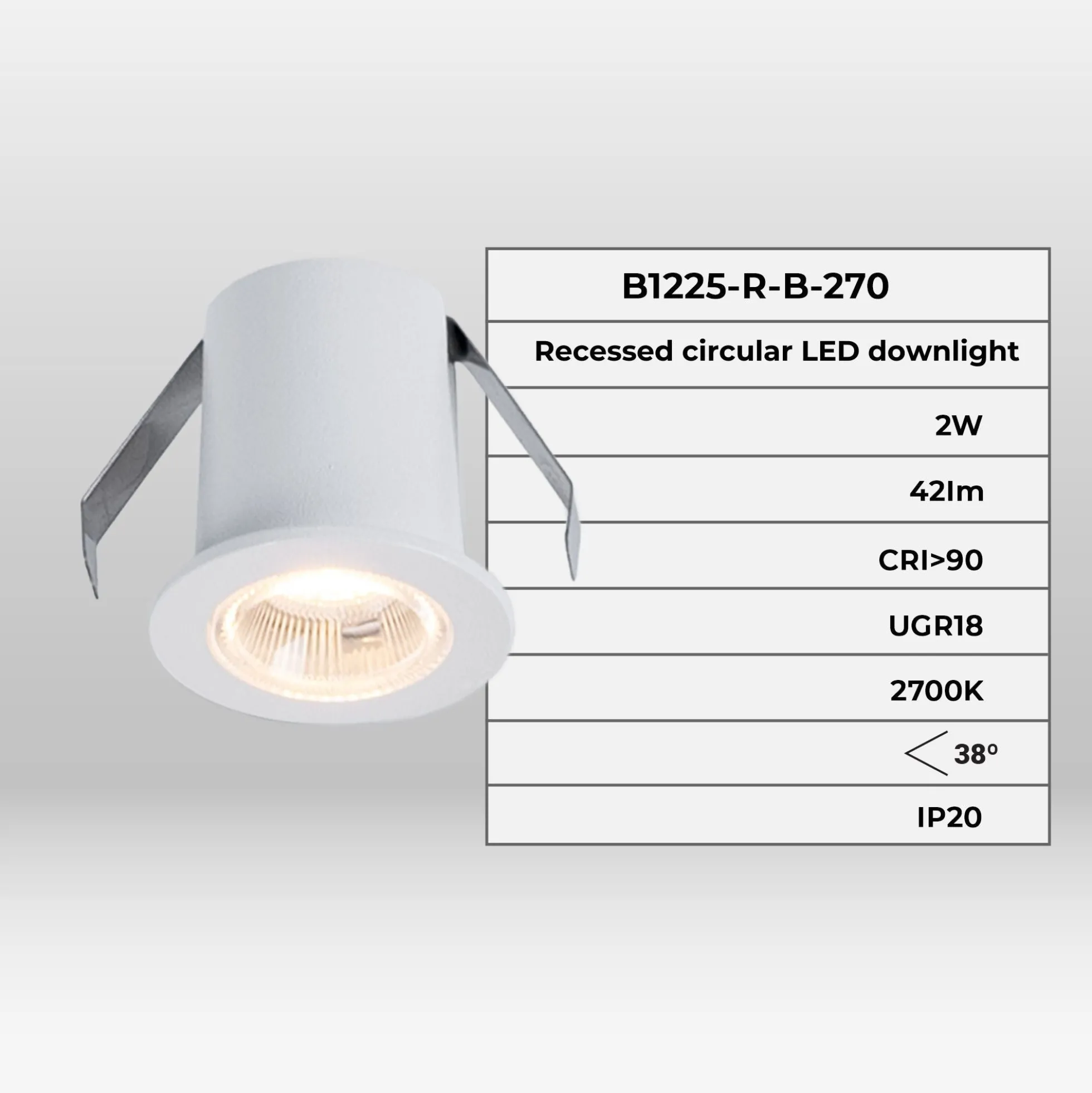 Downlight LED empotrable circular 2W - Chip Osram - UGR18 - Corte Ø 25mm - Blanco