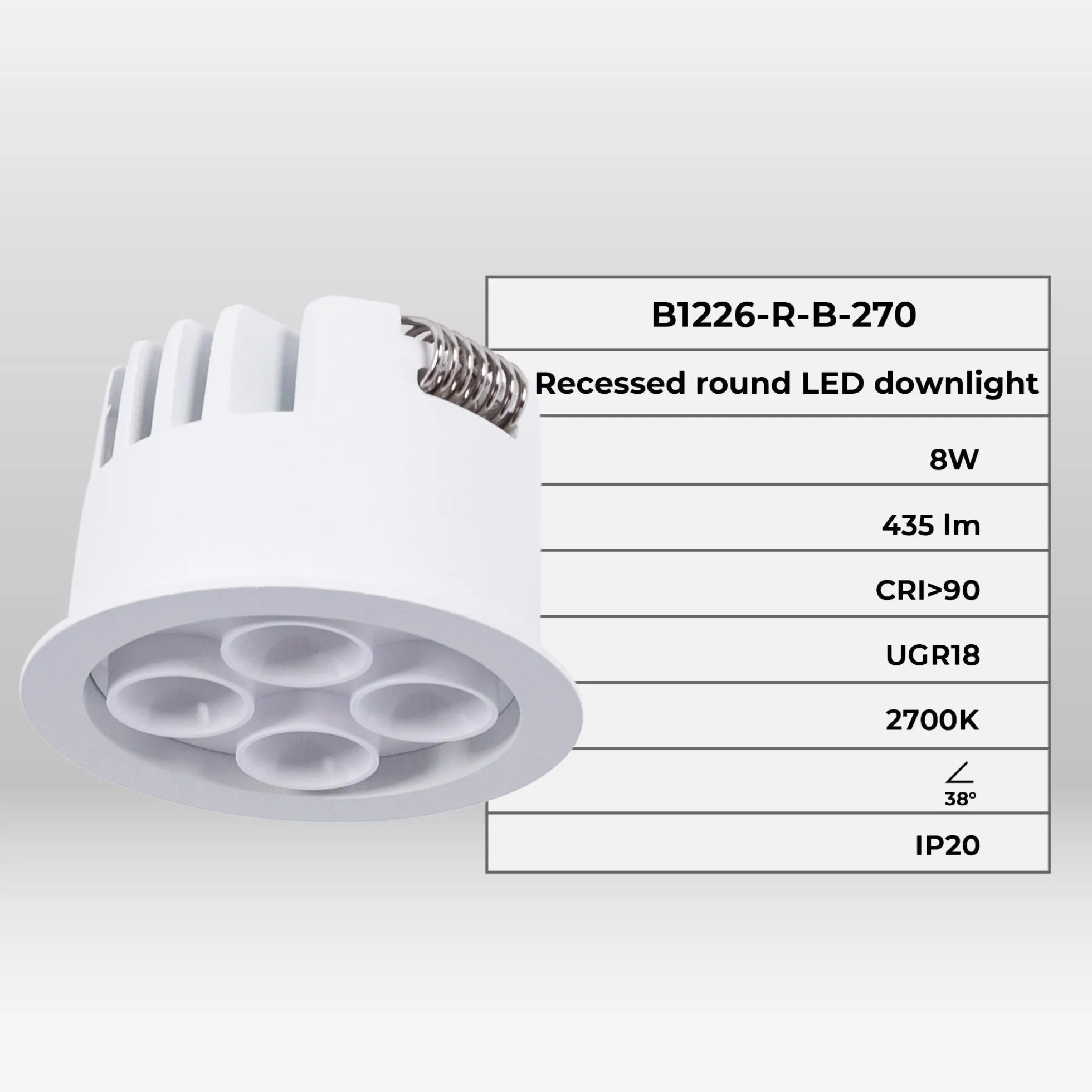 Downlight LED empotrable circular 8W - Chip Osram - UGR18 - Corte Ø 58mm