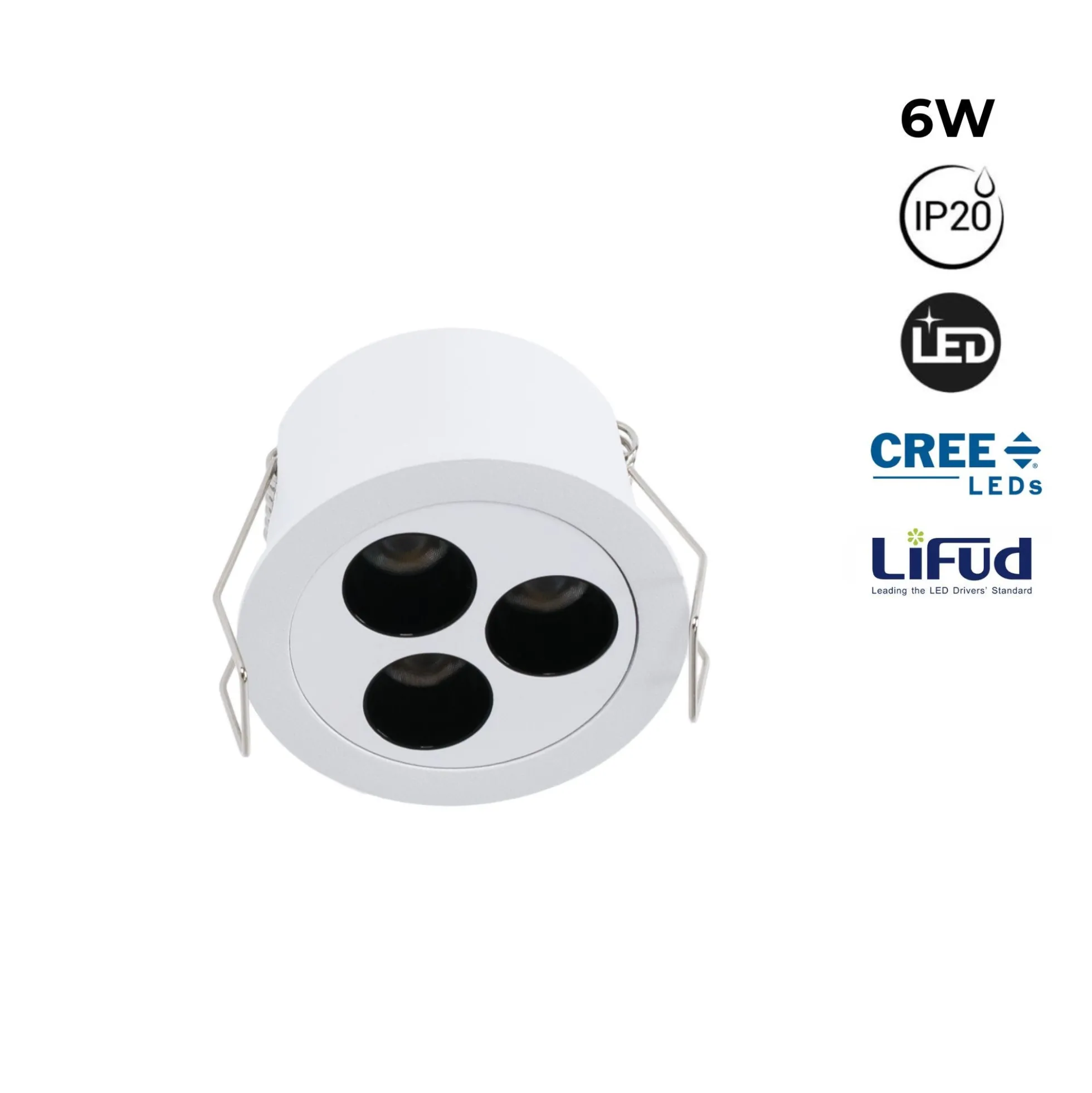 Downlight LED empotrable circular 6W - UGR18 - Corte Ø 55mm - Blanco