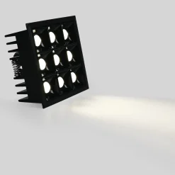 Downlight LED Empotrable Cuadrado Antideslumbrante · Marco -Negro - 18W - 9 Focos - UGR18 - CRI90 - Chip OSRAM
