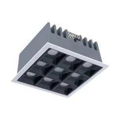 Downlight LED Empotrable CuadradoAntideslumbrante - Marco Blanco - 18W - 9 Focos - UGR18 - CRI90 - Chip OSRAM