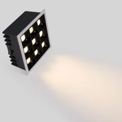 Downlight LED Empotrable CuadradoAntideslumbrante - Marco Blanco - 18W - 9 Focos - UGR18 - CRI90 - Chip OSRAM