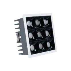 Downlight LED Empotrable CuadradoAntideslumbrante - Marco Blanco - 18W - 9 Focos - UGR18 - CRI90 - Chip OSRAM