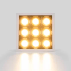Downlight LED Empotrable CuadradoAntideslumbrante - Marco Blanco - 18W - 9 Focos - UGR18 - CRI90 - Chip OSRAM