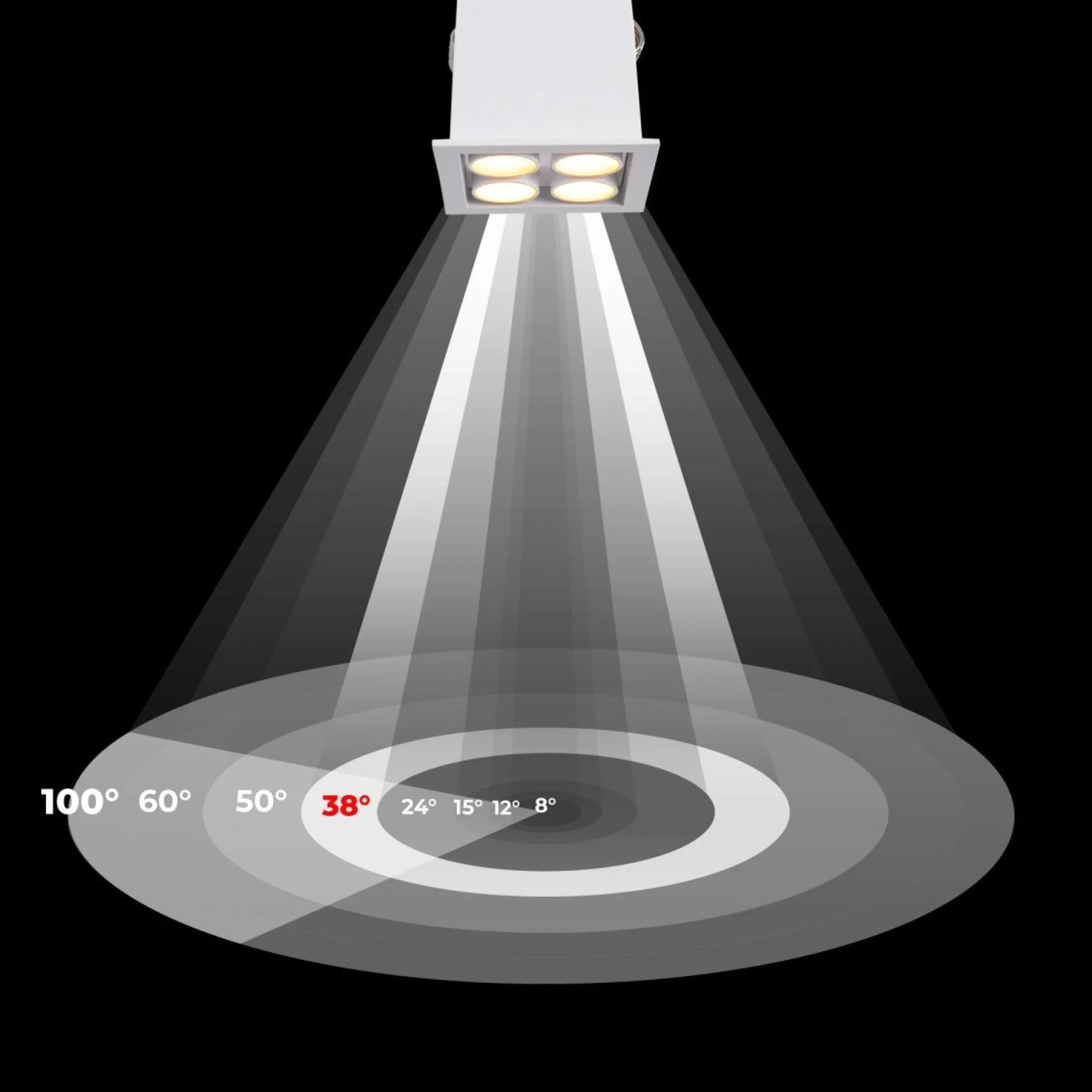 Downlight LED empotrable cuadrado 8W - Chip Osram - UGR18 - Corte 48 x 48 mm