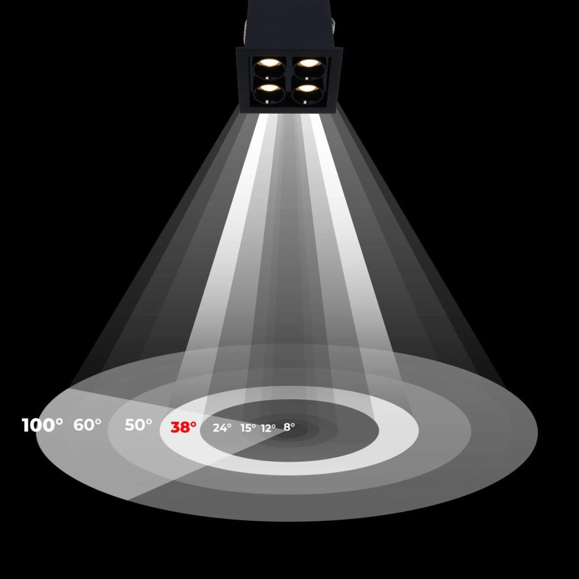 Downlight LED empotrable cuadrado 8W - Chip Osram - UGR18 - Corte 48 x 48 mm