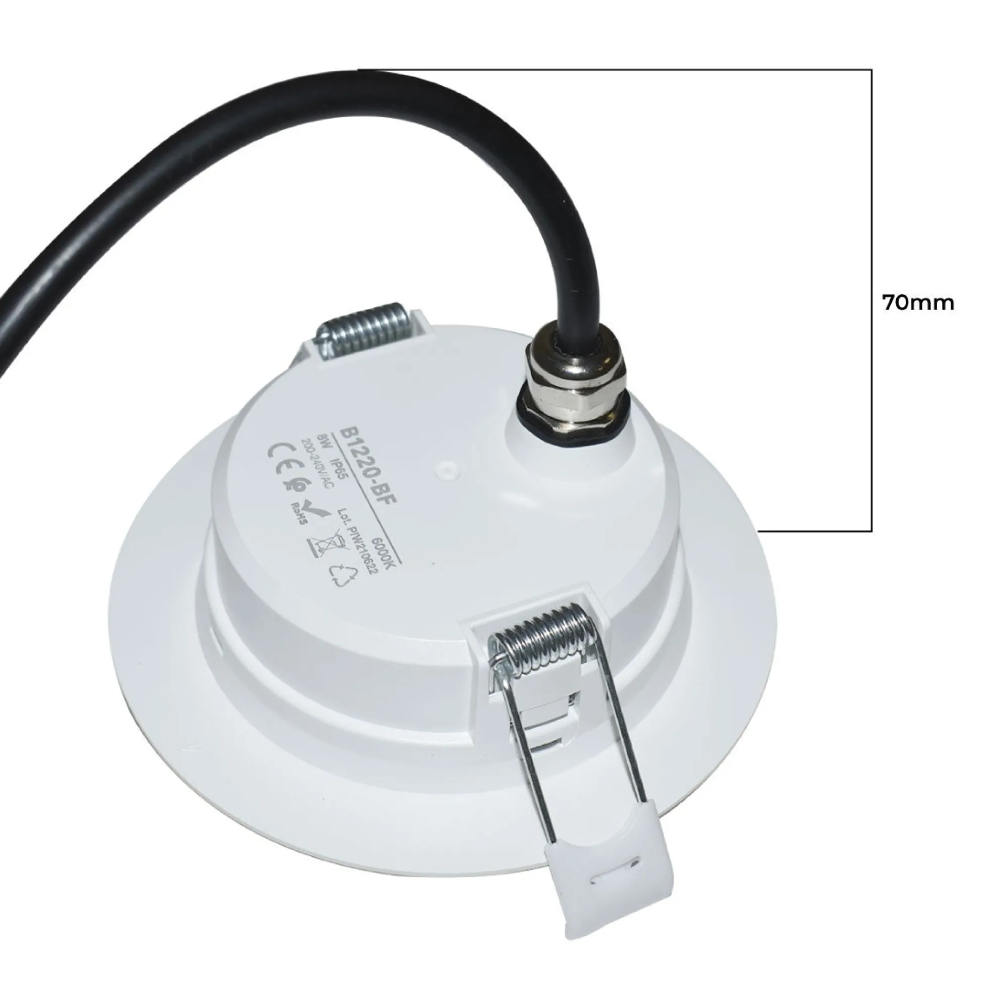 Downlight LED estanco empotrable - IP65 - 8W - Corte Ø 80-95mm