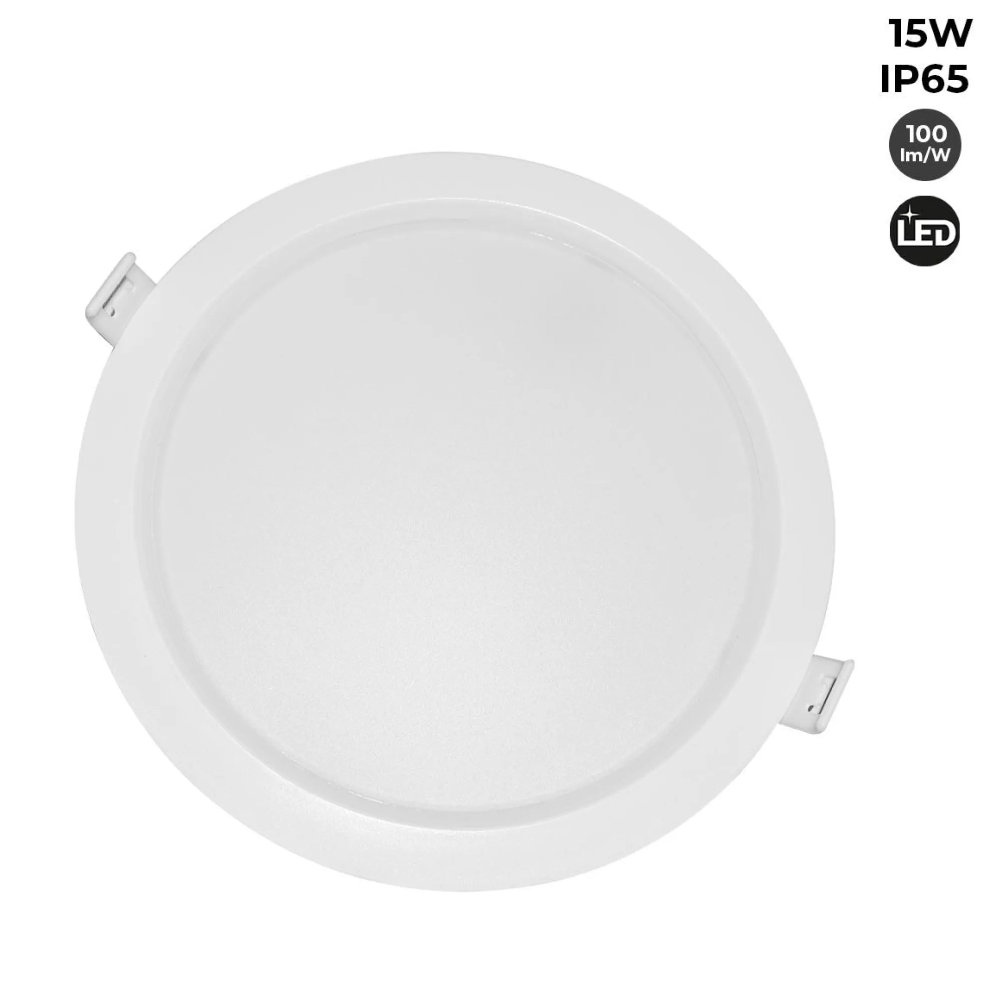 Downlight LED estanco empotrable - IP65 - 15W - Corte Ø 145-160mm