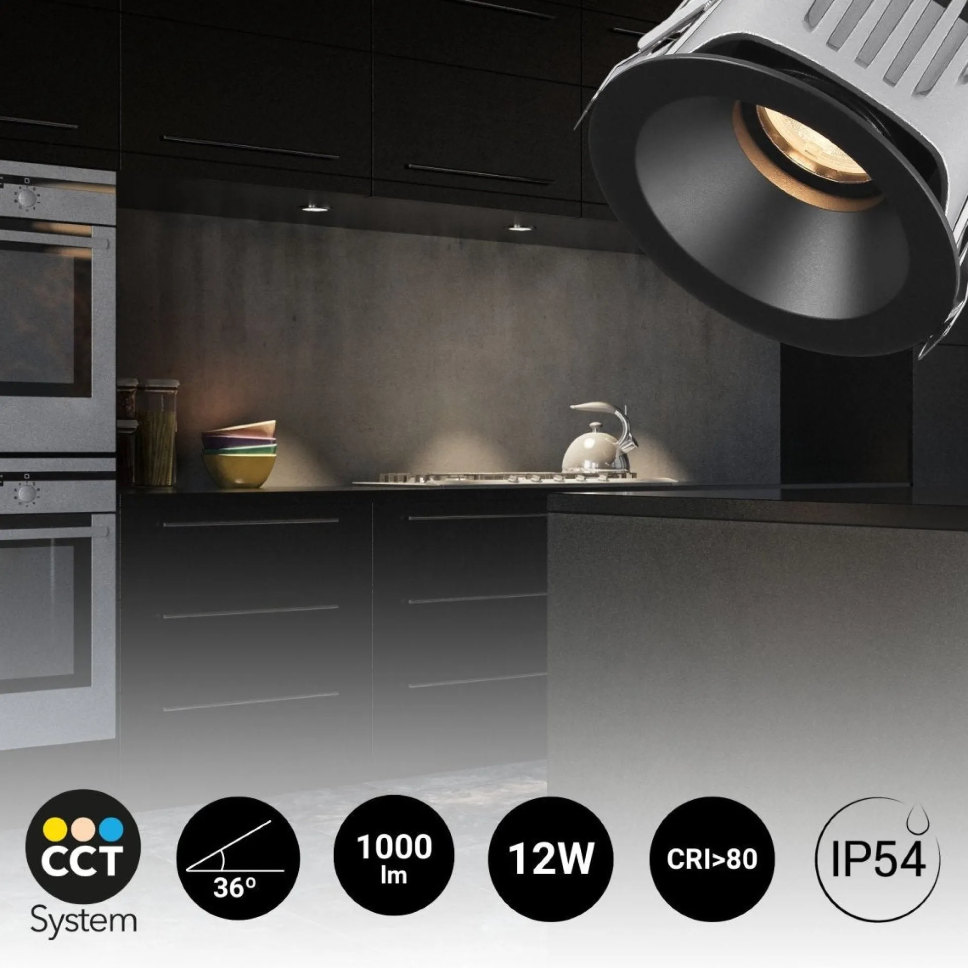 Downlight LED exterior 12W - CCT - Chip OSRAM - Driver PHILIPS - Corte Ø 75mm - IP54