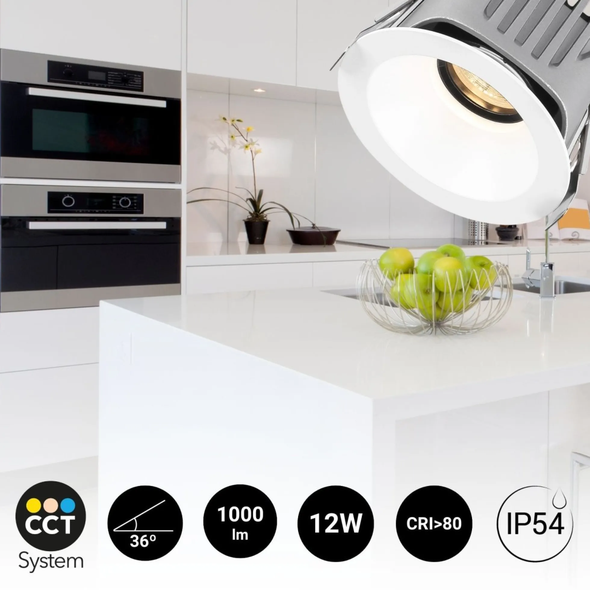 Downlight LED exterior 12W - CCT - Chip OSRAM - Driver PHILIPS - Corte Ø 75mm - IP54
