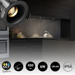 Downlight LED exterior 6W - CCT - Chip OSRAM - Driver PHILIPS - Corte Ø 55mm - IP54