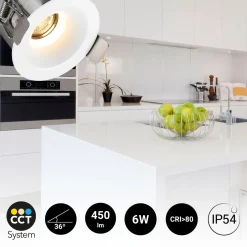 Downlight LED exterior 6W - CCT - Chip OSRAM - Driver PHILIPS - Corte Ø 55mm - IP54