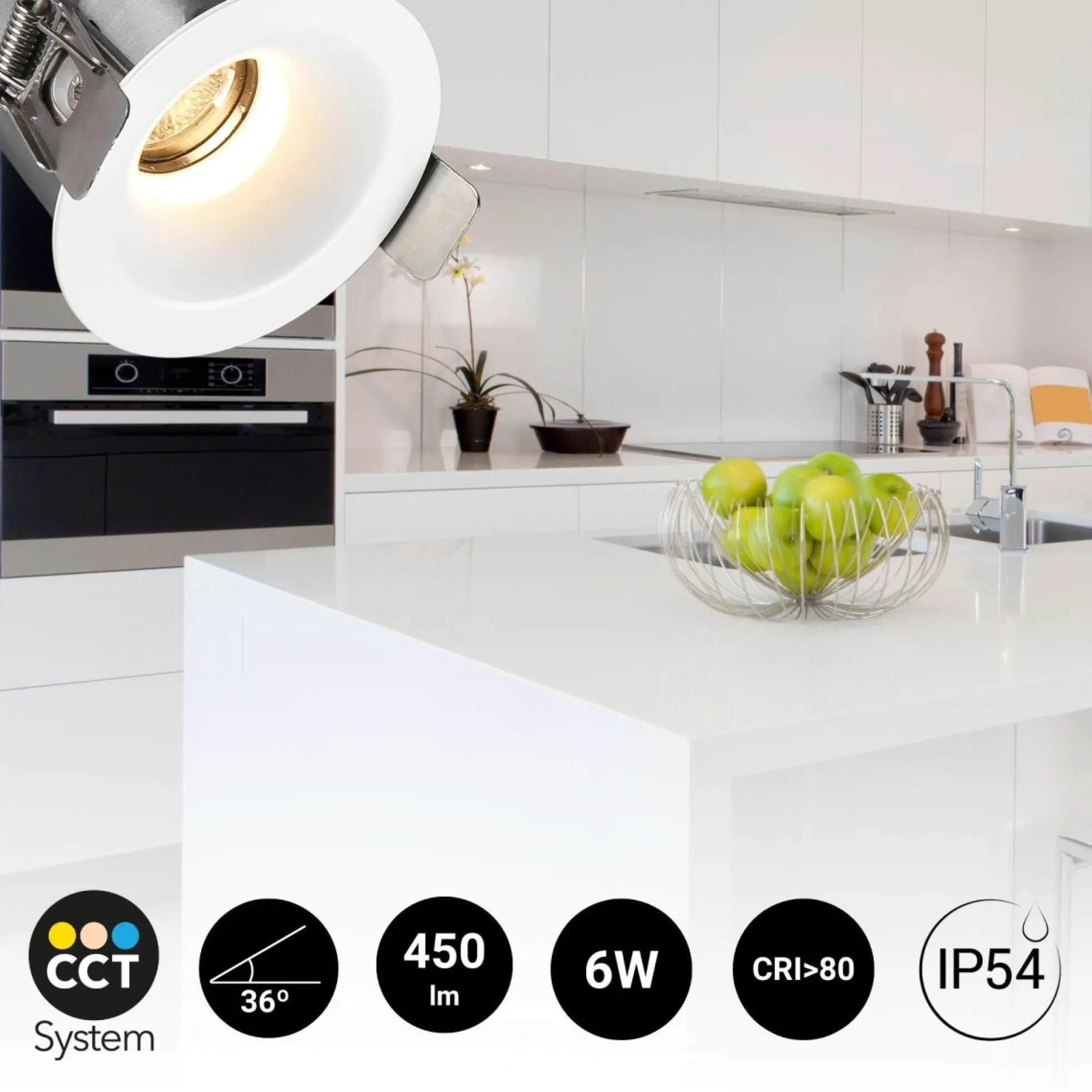 Downlight LED exterior 6W - CCT - Chip OSRAM - Driver PHILIPS - Corte Ø 55mm - IP54