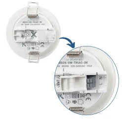 Downlight LED exterior 5W- IP65 - TRIAC regulable - Aro intercambiable - Corte Ø68mm