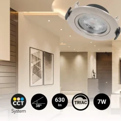 Downlight LED interior - 7W - CCT - DIMABLE TRIAC - 630lm - Corte Ø 70mm - IP20
