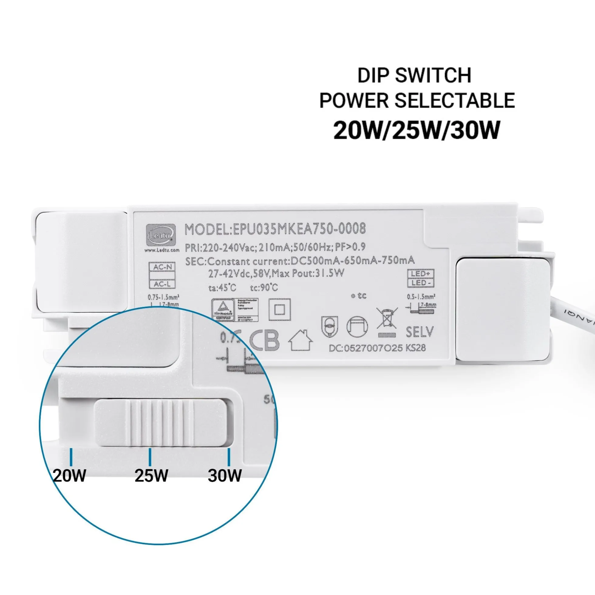 Downlight LED IP44 potencia ajustable 20W/25W/30W - CCT - 100lm/W - Corte Ø 200mm