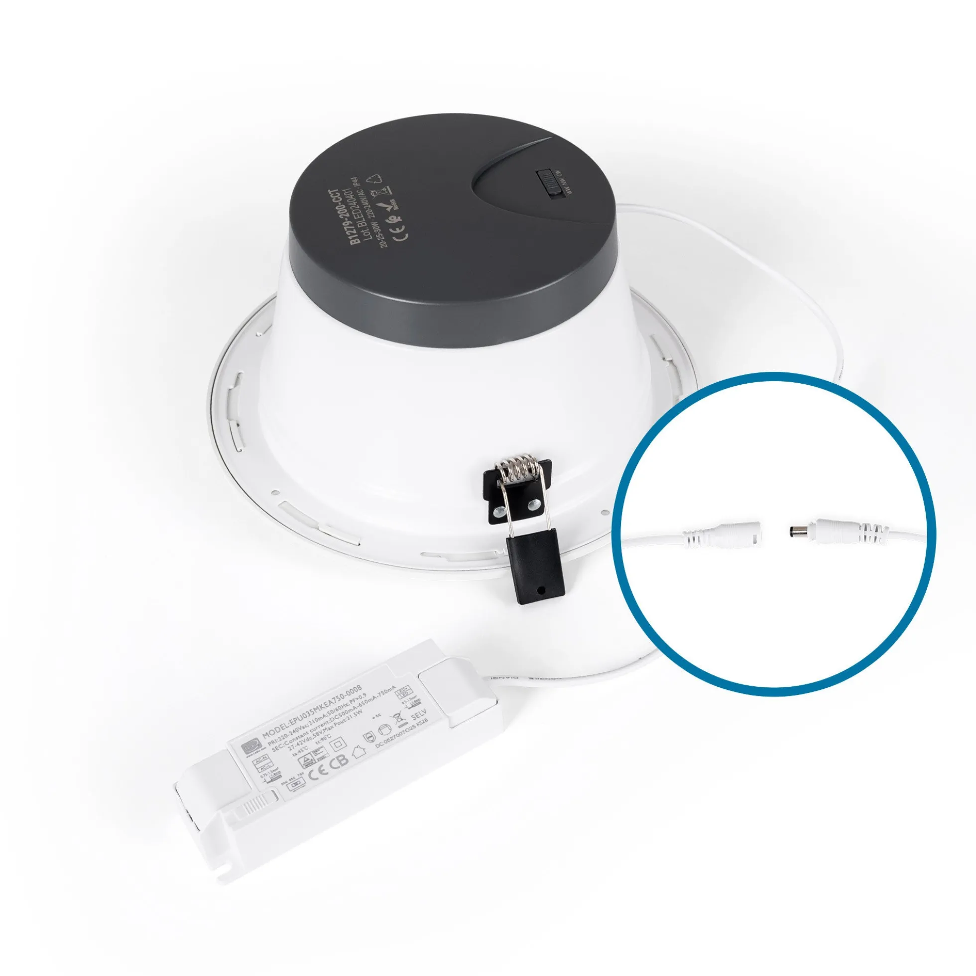 Downlight LED IP44 potencia ajustable 20W/25W/30W - CCT - 100lm/W - Corte Ø 200mm