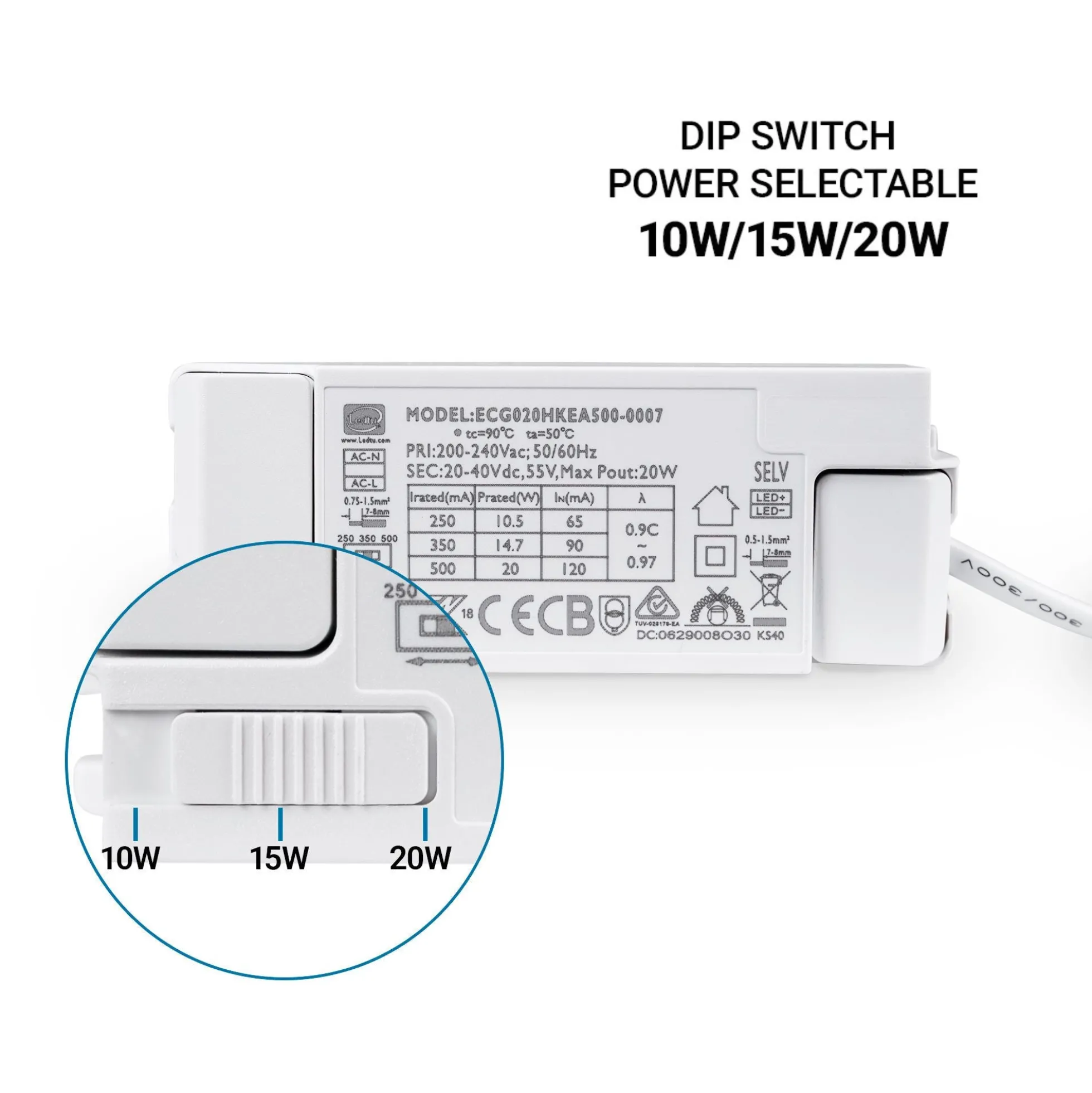 Downlight LED IP44 potencia ajustable 10W/15W/20W - CCT - 100lm/W - Corte Ø 150mm