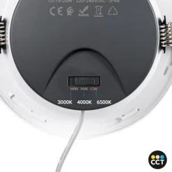 Downlight LED IP44 potencia ajustable 10W/15W/20W - CCT - 100lm/W - Corte Ø 150mm